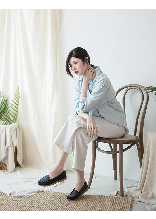 柔軟升級．MIT經典款莫卡辛健走鞋 時尚黑