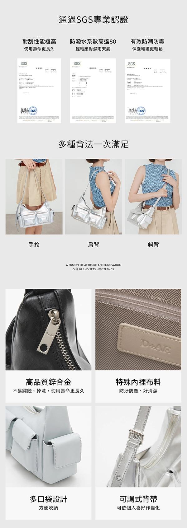 雙口袋斜背包 黑