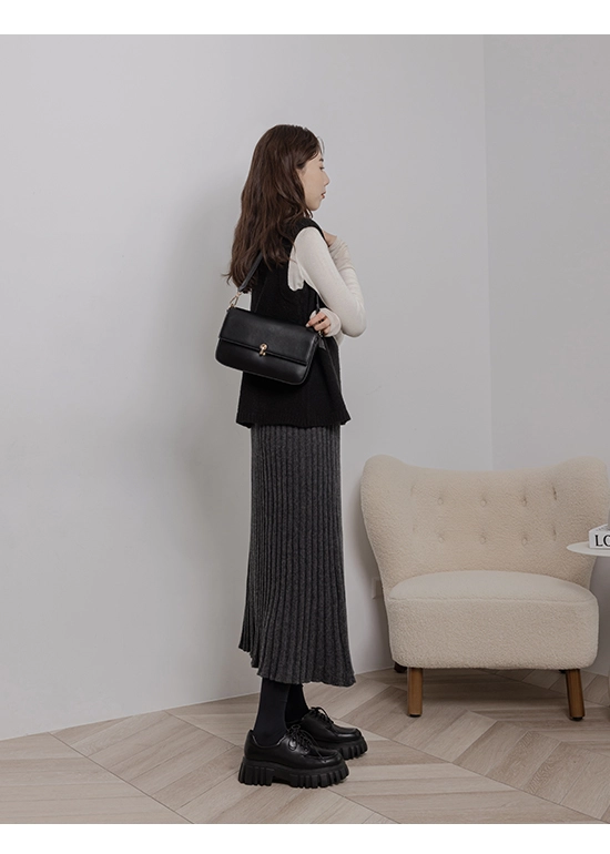 摩登少女．輕量鋸齒底綁帶德比鞋 時尚黑
