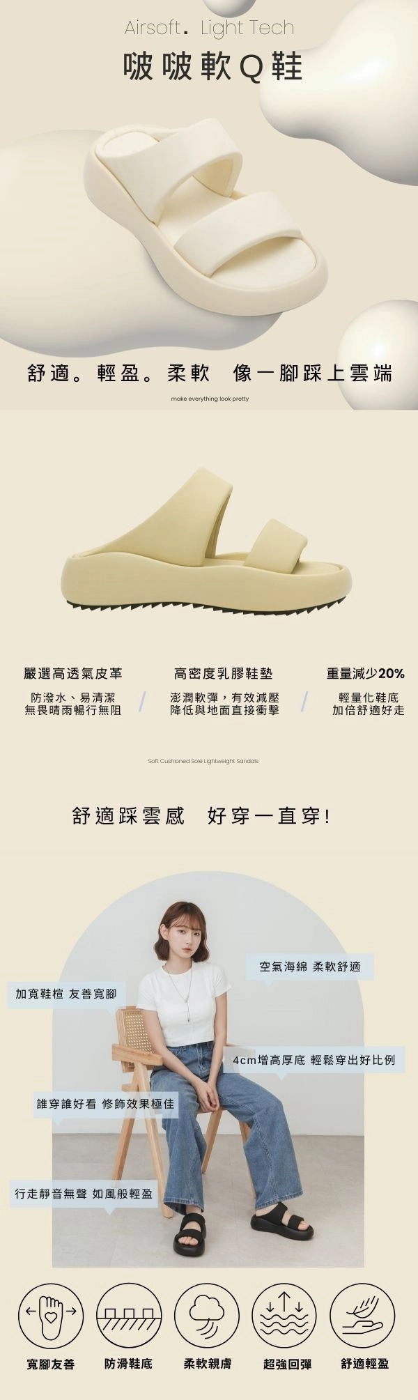 夏日樂活．輕量波浪底啵啵Q軟拖鞋 檸檬黃