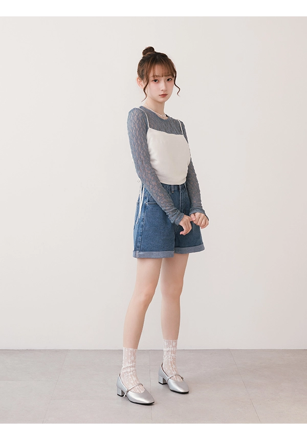 典雅少女V口低跟瑪莉珍鞋 銀