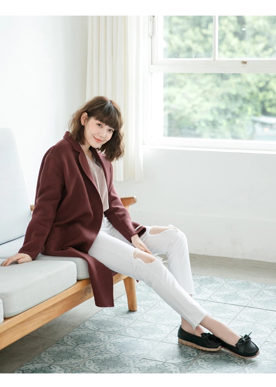 輕甜女孩．MIT小蝴蝶結莫卡辛健走鞋 時尚黑