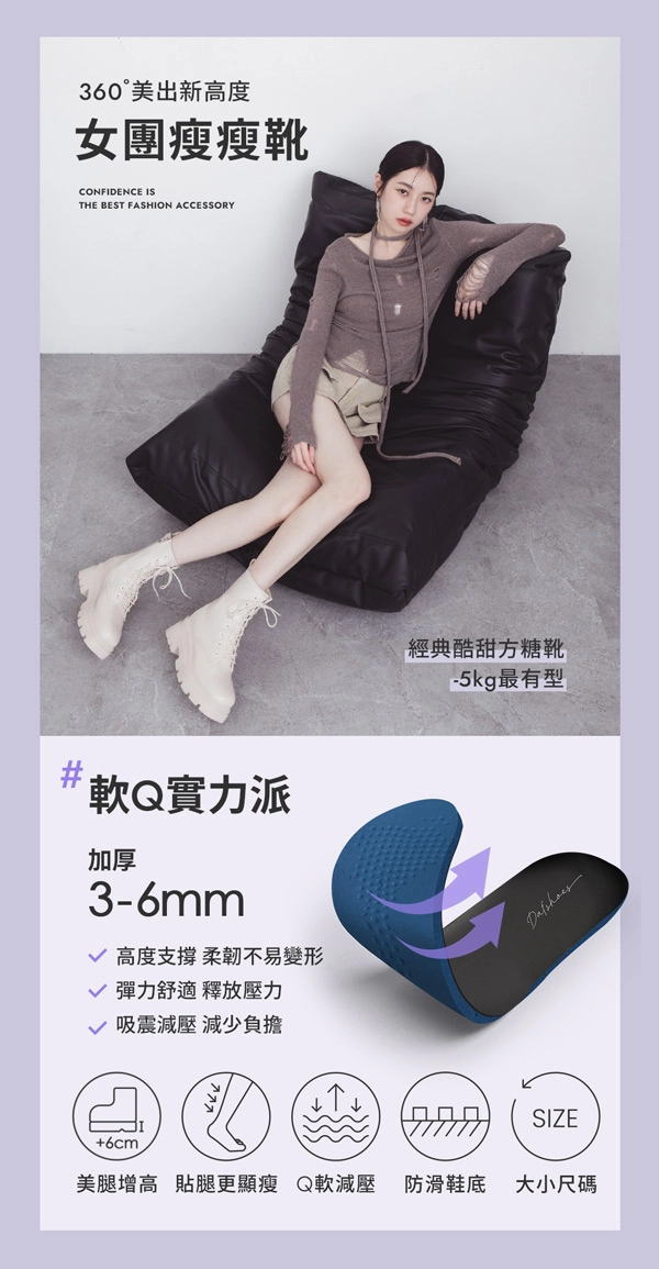 酷甜小妞．方糖鬆糕厚底綁帶短靴 香草米