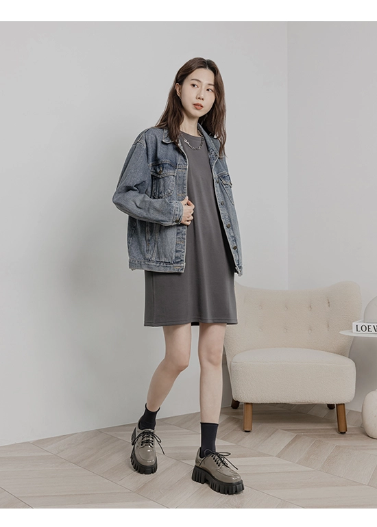 摩登少女．輕量鋸齒底綁帶德比鞋 摩卡灰
