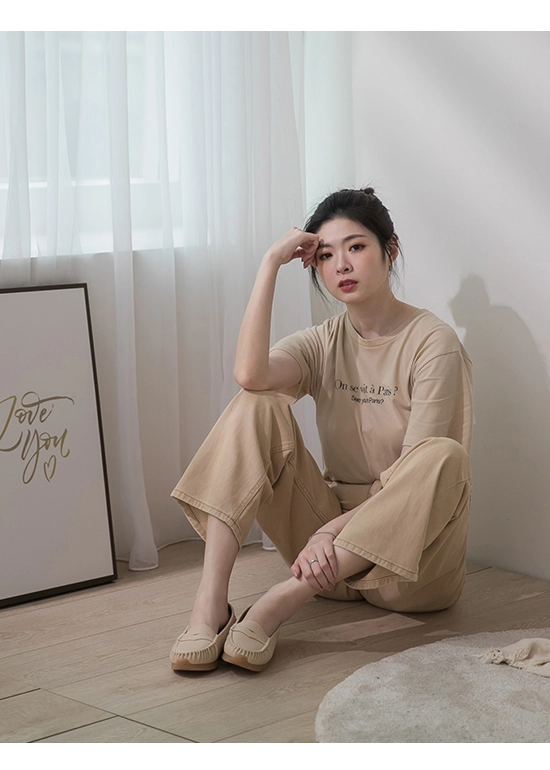 柔軟升級．MIT經典款莫卡辛健走鞋 百搭米