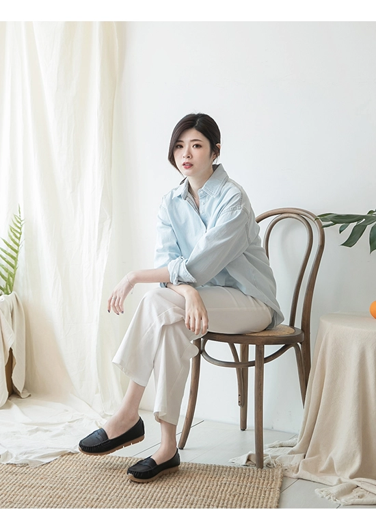柔軟升級．MIT經典款莫卡辛健走鞋 時尚黑