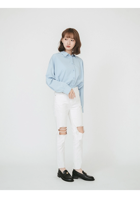 優雅少女．山茶花金飾低跟樂福鞋 時尚黑