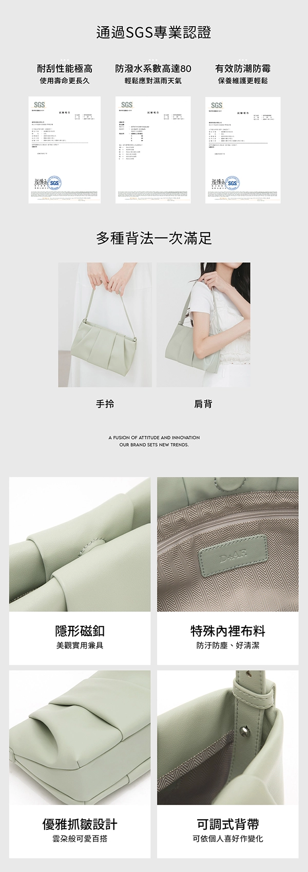 雲朵抓皺肩背包 黑