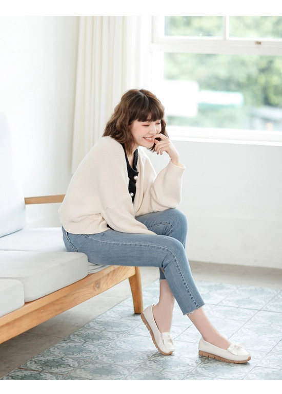 輕甜女孩．MIT小蝴蝶結莫卡辛健走鞋 人氣白