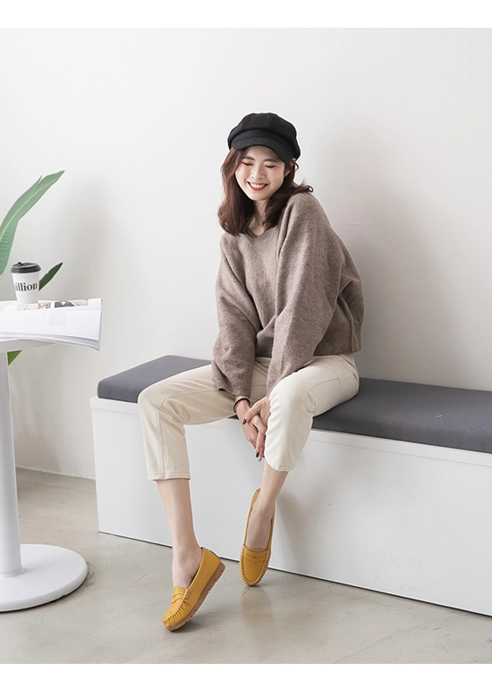 柔軟升級．MIT經典款莫卡辛健走鞋 芥末黃