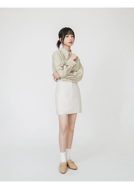 亮麗OL．4D氣墊馬銜釦低跟樂福鞋 奶茶杏
