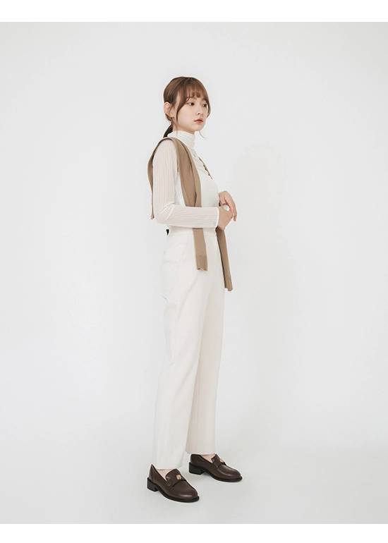 優雅少女．山茶花金飾低跟樂福鞋 復古咖
