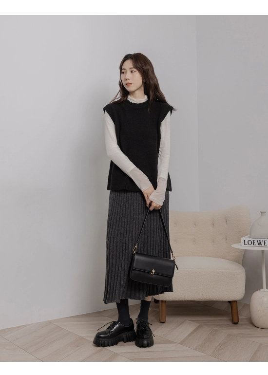 摩登少女．輕量鋸齒底綁帶德比鞋 時尚黑