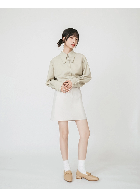 亮麗OL．4D氣墊馬銜釦低跟樂福鞋 奶茶杏