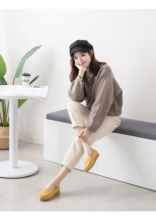 柔軟升級．MIT經典款莫卡辛健走鞋 芥末黃